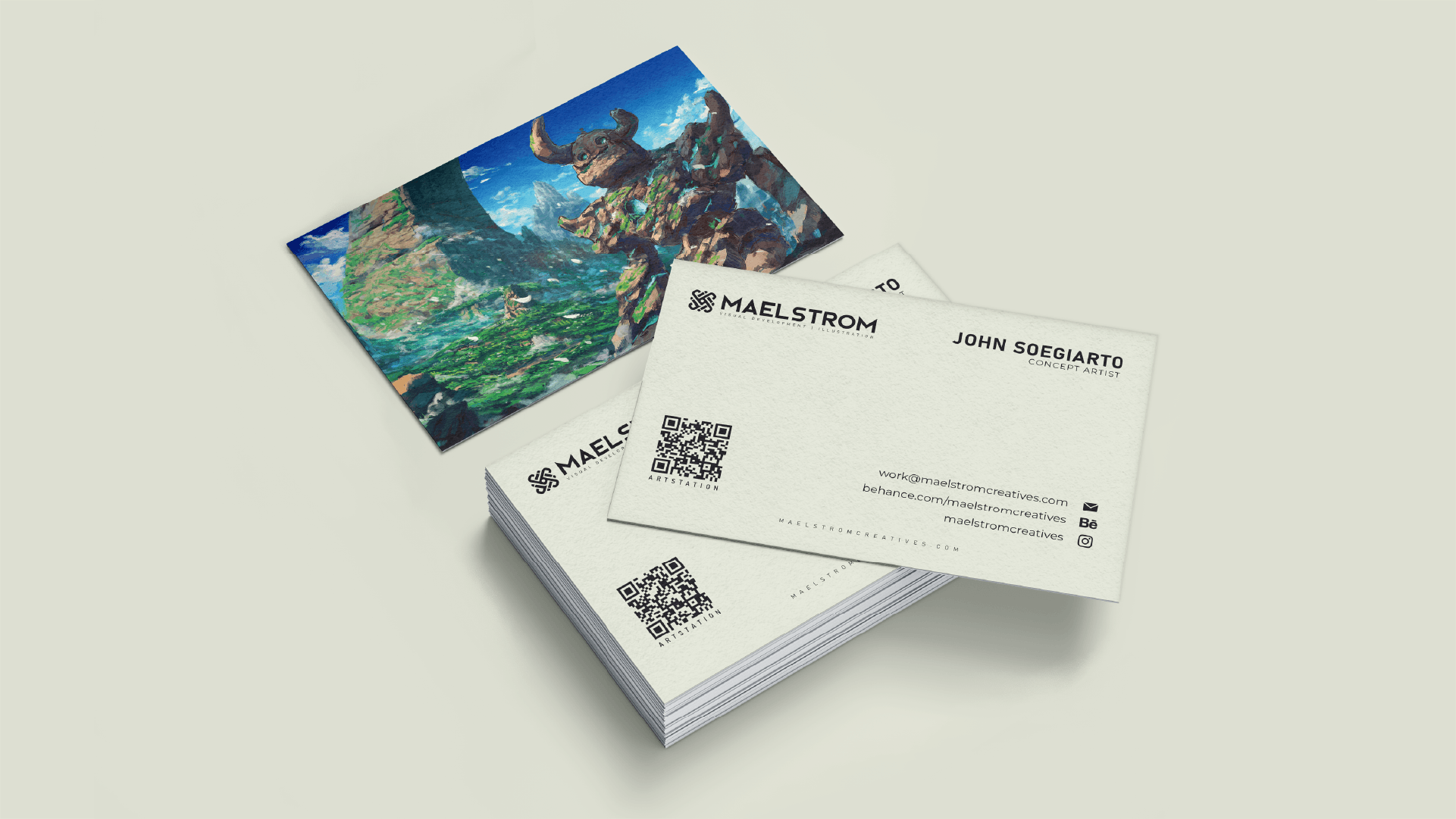 Maelstrom Creatives branded business card mockup